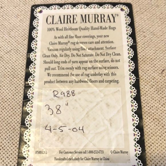 Vintage Claire Murray Floral Heart Handmade Heirloom Hand Hooked Rug - Picture 5 of 5